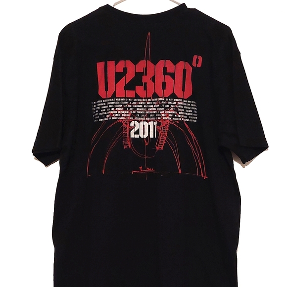 2011 U2 360° Tour Unisex Black Short Sleeved Graphic Band T-shirt EUC Size 2X - Picture 7 of 10